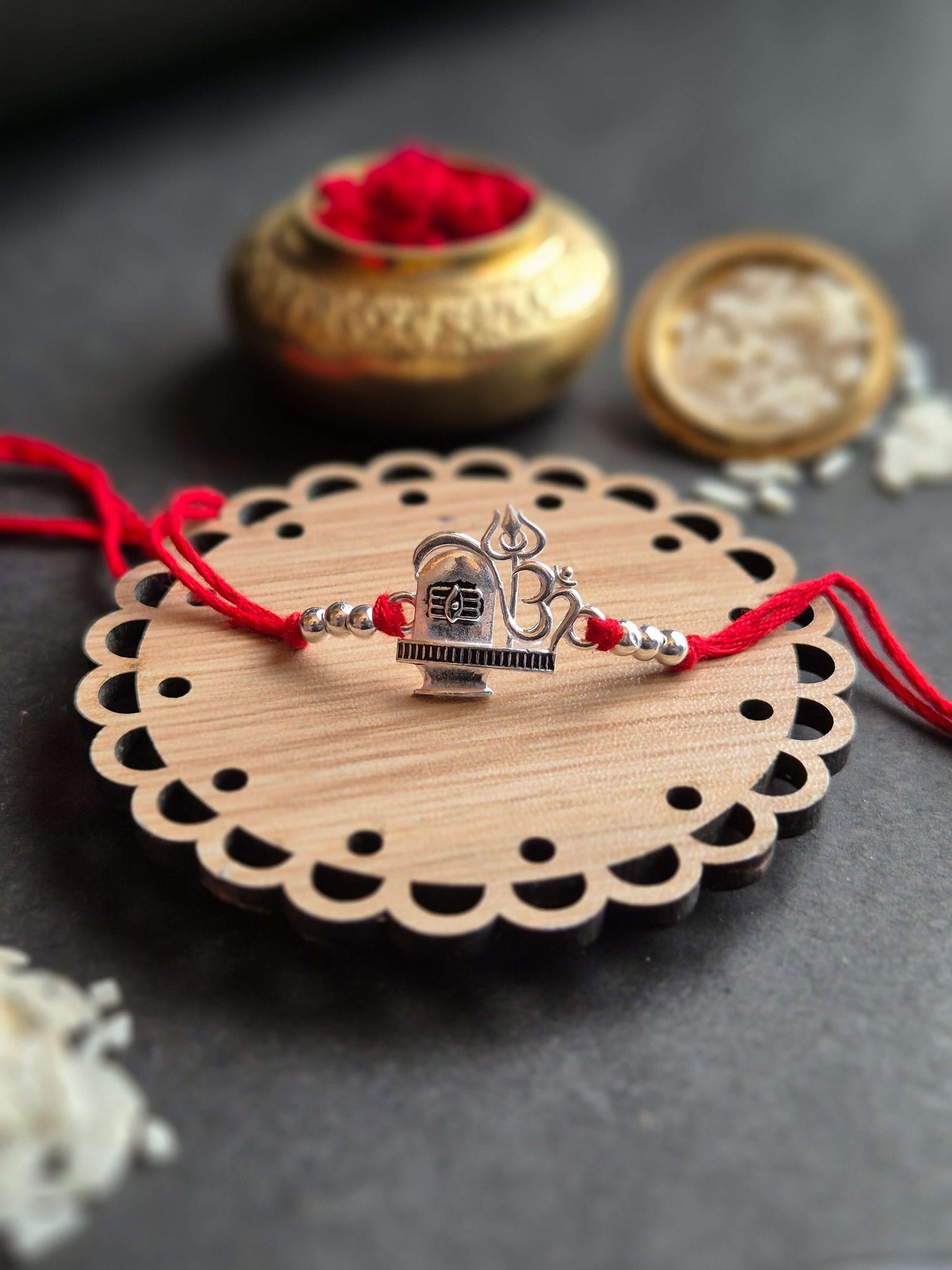 Divine Shivling & Om Sterling Silver Rakhi (Blessed & Powerful)