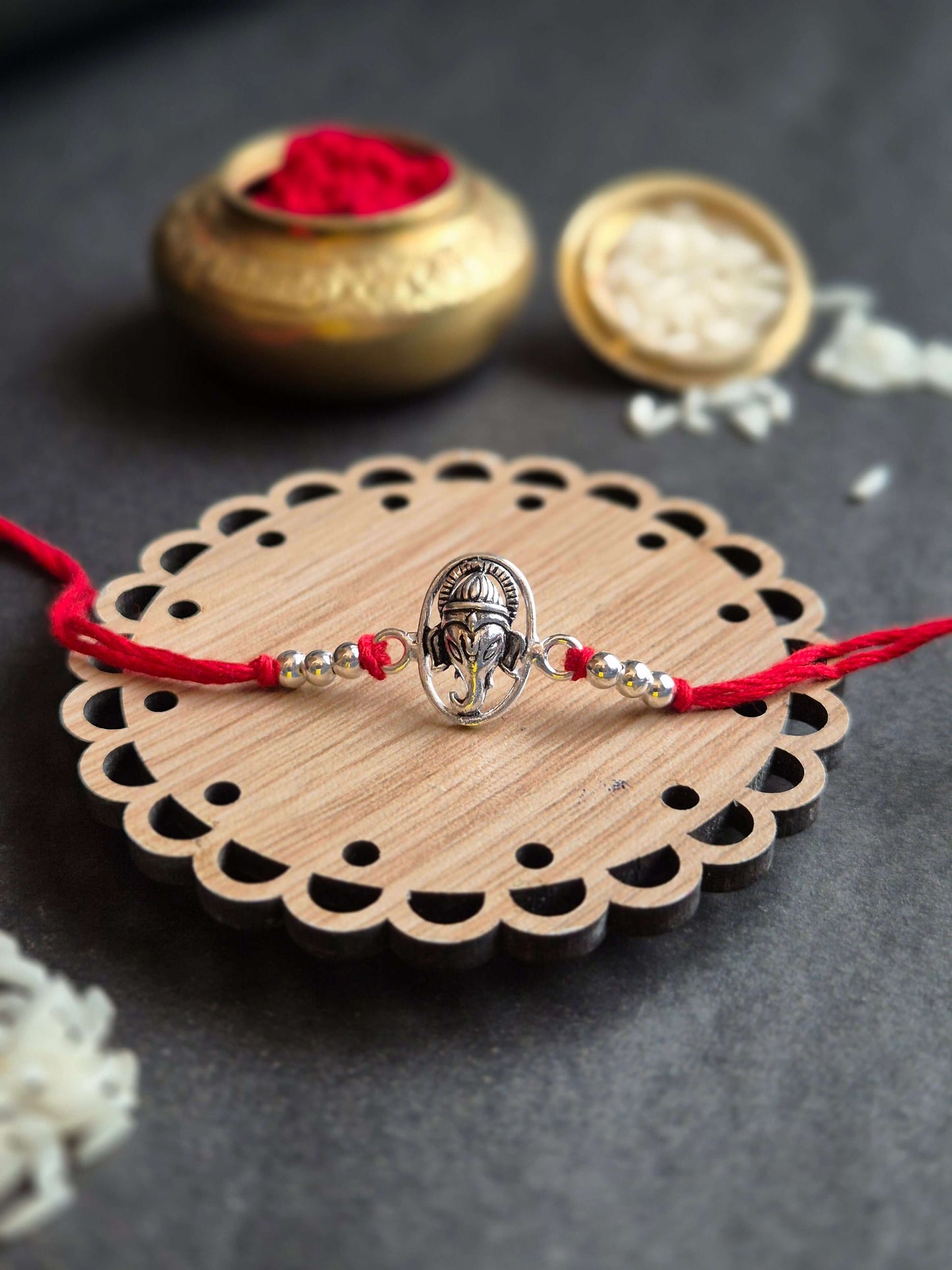 Classic Ganesha Sterling Silver Rakhi (Blessed & Traditional)