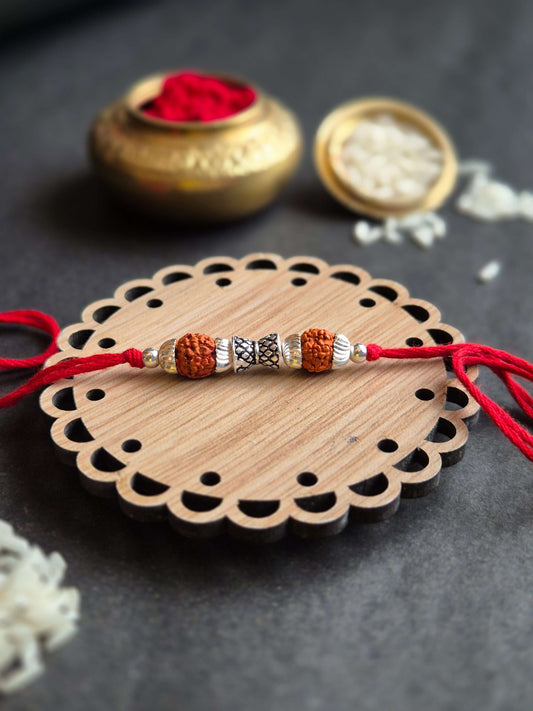 Sacred Rudraksha Sterling Silver Rakhi (Blessed & Protective)