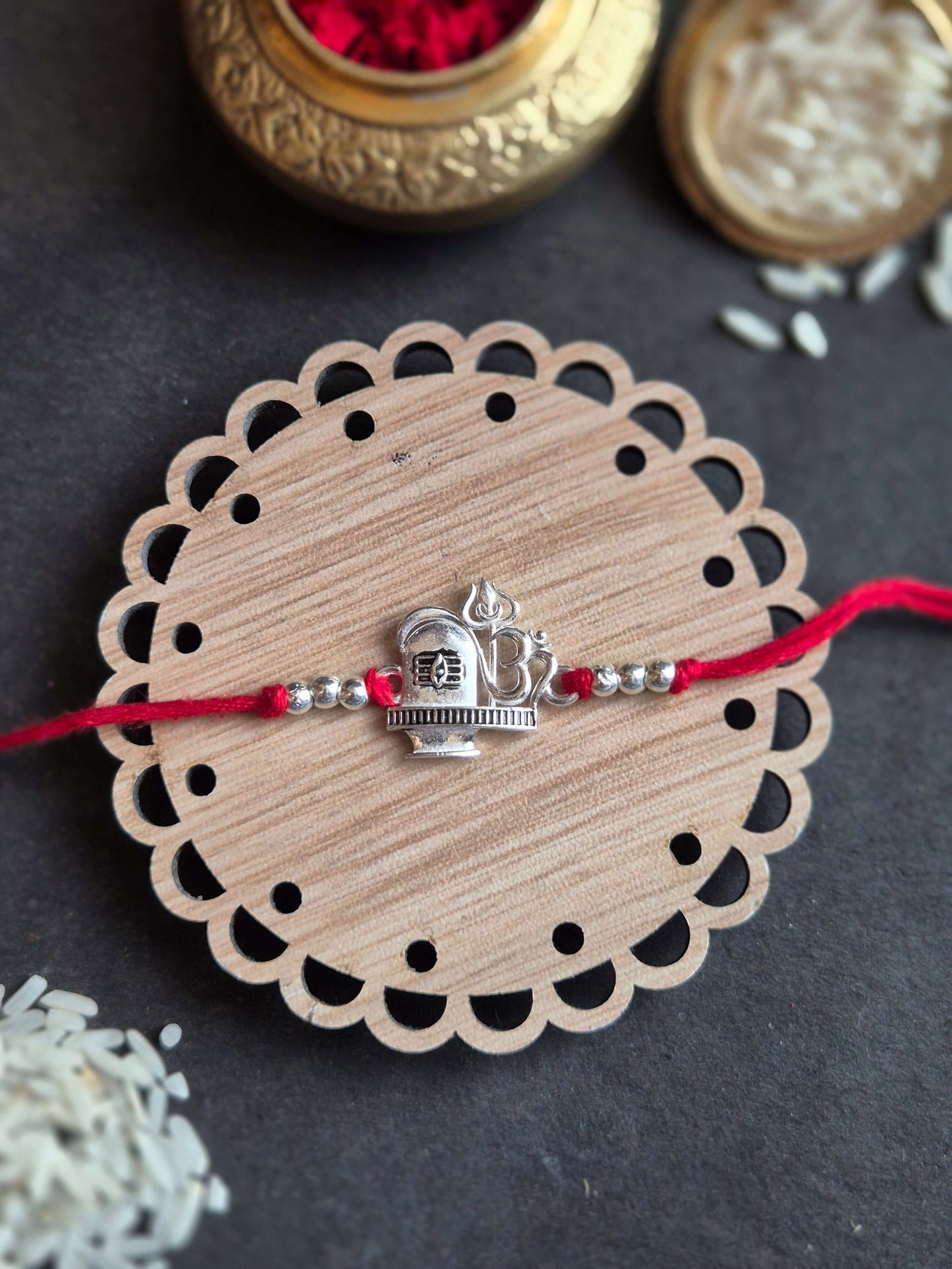 Divine Shivling & Om Sterling Silver Rakhi (Blessed & Powerful)